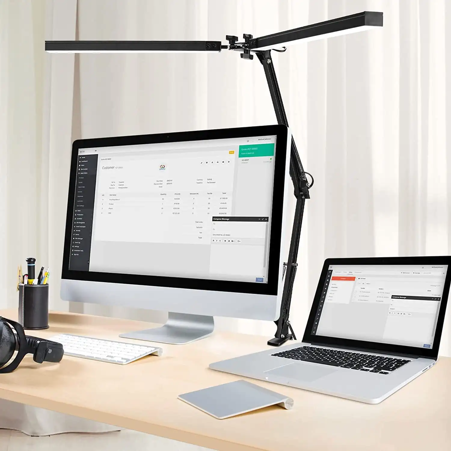 Fimilo LED Double Head Black Bright Matte Black Finish Metal Architect Clip-on Drafting Desk Lamp,Long Adjustable Swing Arm Com
Fimilo LED Double Head Black Bright Matte Black Finish Metal Architect Clip-on Drafting Desk Lamp,Long Adjustable Swing Arm Com