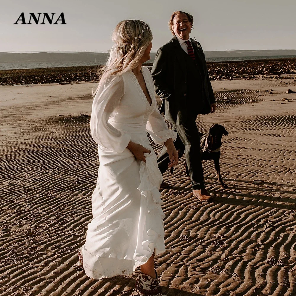 Anna Beauty Simple Chiffon V-Neck Sequined Wedding Dresses 2022 Vintage Long Sleeve Boho Beach Wedding Dress Robe De Mariage
Anna Beauty Simple Chiffon V-Neck Sequined Wedding Dresses 2022 Vintage Long Sleeve Boho Beach Wedding Dress Robe De Mariage