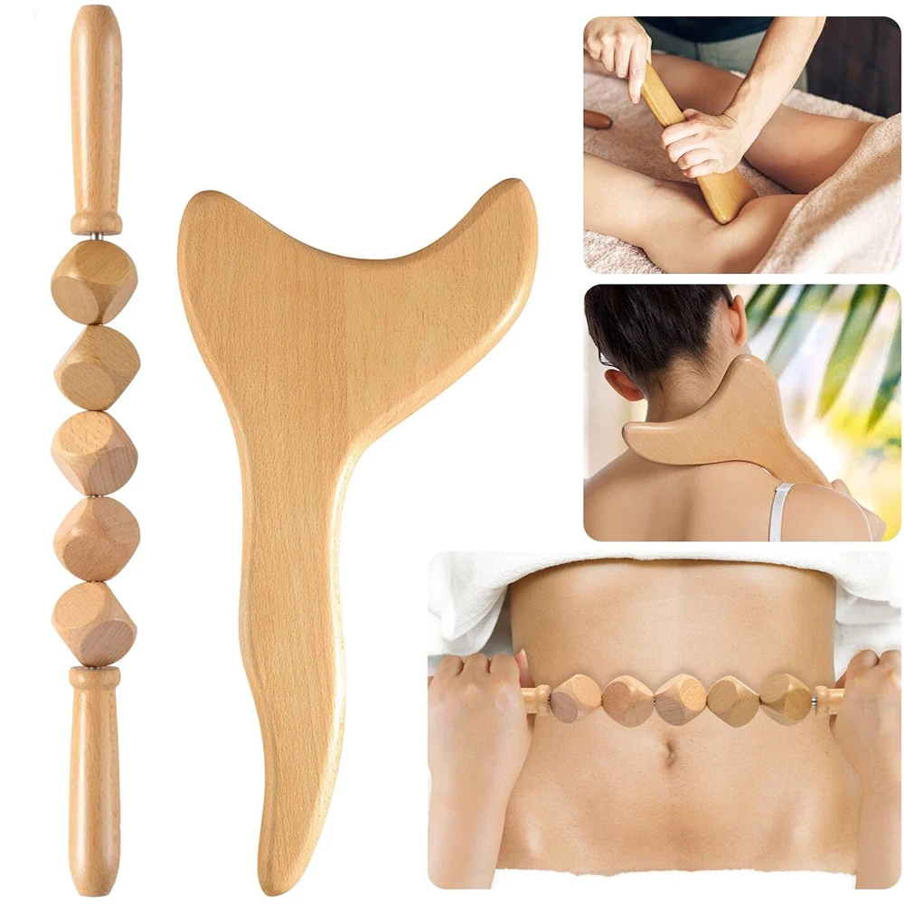 

2 шт./компл. массажные инструменты для лечения древесины, набор для мадотерапии для формирования тела, Лимфатический дренажный Массажер для ...