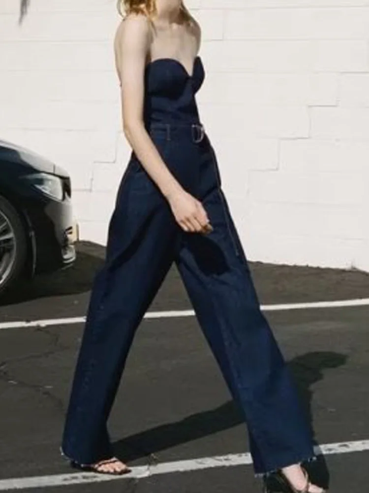 2023 Women Summer Strapless Jumpsuit Rompers Fashion Solid Belt Slim Denim Female Elegant Street Overalls Clothing
2023 Women Summer Strapless Jumpsuit Rompers Fashion Solid Belt Slim Denim Female Elegant Street Overalls Clothing