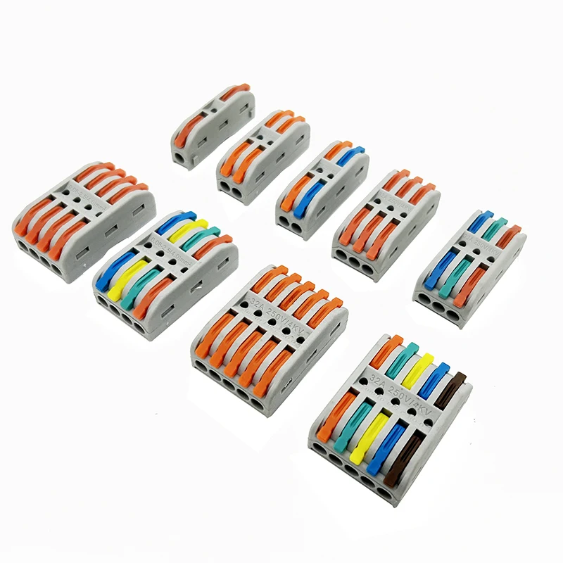 10/30/50pcs Universal Electrical Cable Wire Connectors Fast Home Compact wire Connection push in Wiring Terminal Block 2-8 Pin - купить по