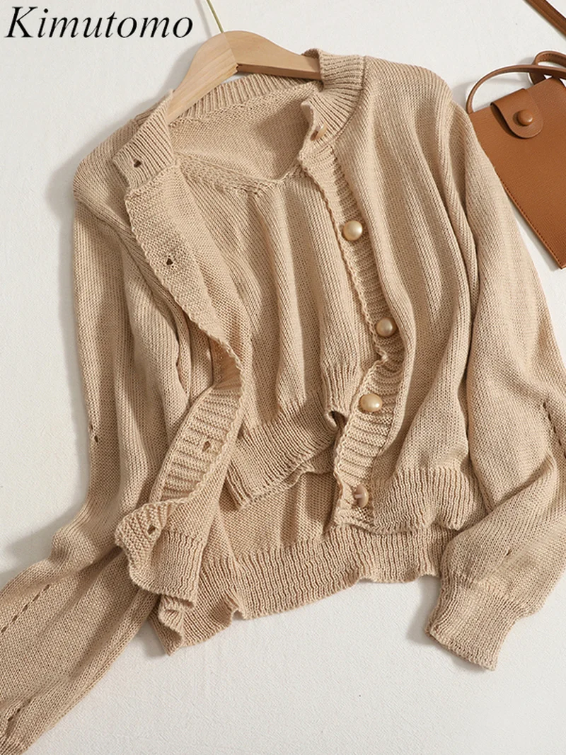 Элегантный свободный Трикотажный костюм Kimutomo из двух предметов, Женский мягкий кардиган с О-образным вырезом и одной грудью, короткий Униве... 
Элегантный свободный Трикотажный костюм Kimutomo из двух предметов, Женский мягкий кардиган с О-образным вырезом и одной грудью, короткий Униве...