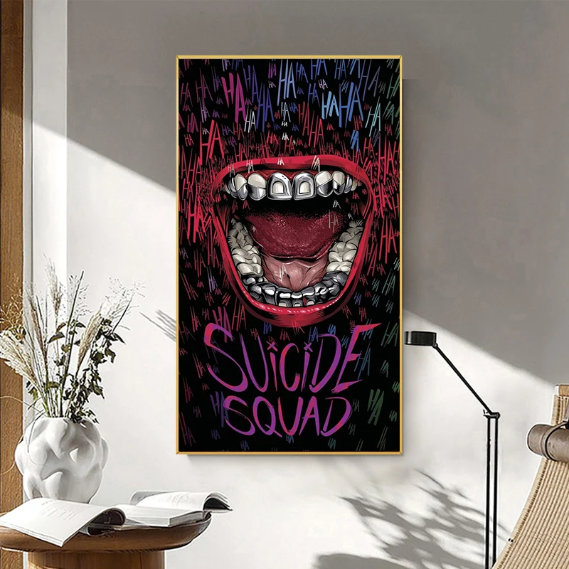 

Graffiti Art Lips Poster and Prints Modern Abstract Wall Decor Canvas Painting with Frame Print Picture for Living Room Bedroom
