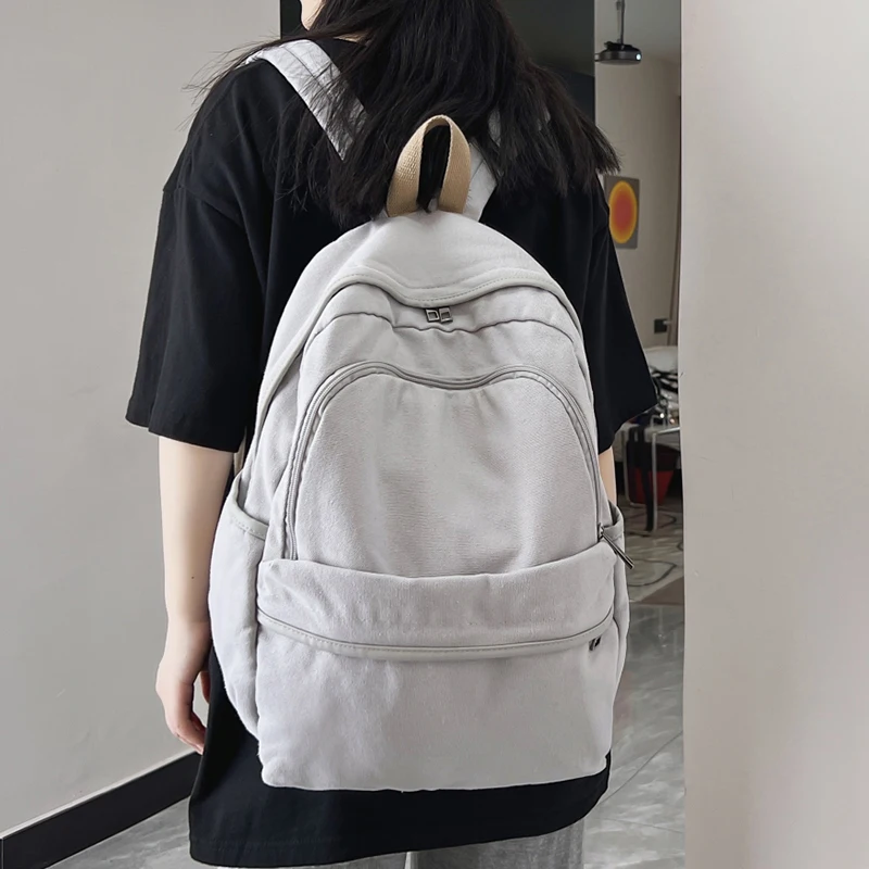 Solid Color Washed Canvas Women Backpack Large Capacity Schoolbag For Teenagers Girl Boy Laptop Backpack Female Travel Bookbag
Solid Color Washed Canvas Women Backpack Large Capacity Schoolbag For Teenagers Girl Boy Laptop Backpack Female Travel Bookbag
