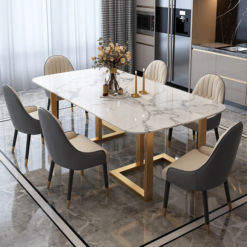 Northern Europe Natural Marble Dining Table Modern Chairs Small Apartment Creative Steel Table Basse Garden Furniture Sets FGM
Northern Europe Natural Marble Dining Table Modern Chairs Small Apartment Creative Steel Table Basse Garden Furniture Sets FGM
