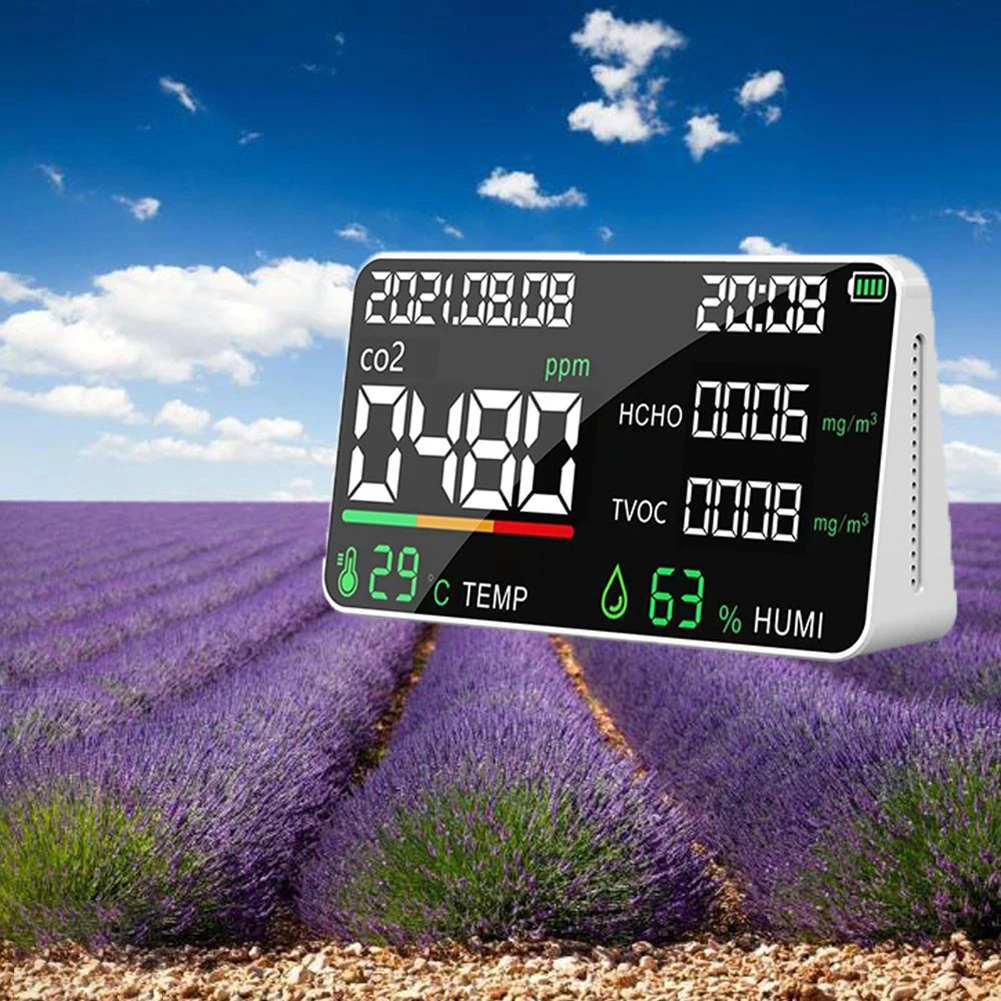 5 In1 TVOC HCHO CO CO2 Detector Temperature Humidity Formaldehyde Monitor Carbon Dioxide Alarm Air Quality Meter
5 In1 TVOC HCHO CO CO2 Detector Temperature Humidity Formaldehyde Monitor Carbon Dioxide Alarm Air Quality Meter