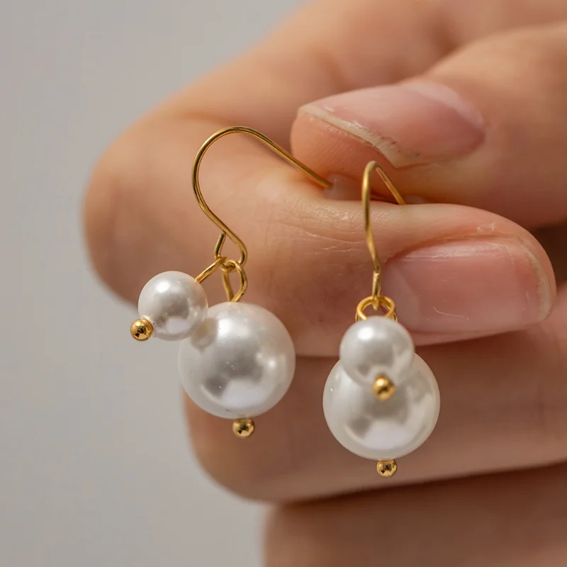 

Minar Luxury Big Small Simulated Pearl Strand Hanging Dangle Earrings for Women Gold Plated Alloy Pendant Earring Party Jewelry