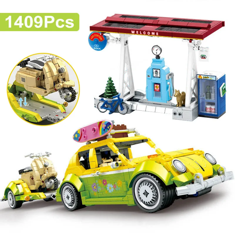 Technical Expert 1409Pcs Beetle Car With Motorcycle Pull Back Vehicle Model Building Blocks City Filling Station Bricks Kid Toys
Technical Expert 1409Pcs Beetle Car With Motorcycle Pull Back Vehicle Model Building Blocks City Filling Station Bricks Kid Toys