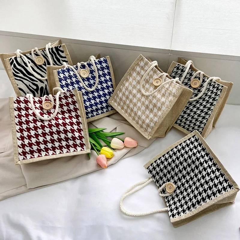 Fashion Lattice Canvas Handbags For Women Portable Lunch Bag Women's Bag 2022 Trend Small Tote Bag Hemp Rope Female Bag Bolsas
Fashion Lattice Canvas Handbags For Women Portable Lunch Bag Women's Bag 2022 Trend Small Tote Bag Hemp Rope Female Bag Bolsas