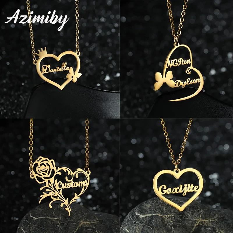 Azimiby Custom Name Necklace For Women Stainless Steel Customized Various Heart Series Nameplate Necklaces Elegant Jewelry Gift
Azimiby Custom Name Necklace For Women Stainless Steel Customized Various Heart Series Nameplate Necklaces Elegant Jewelry Gift
