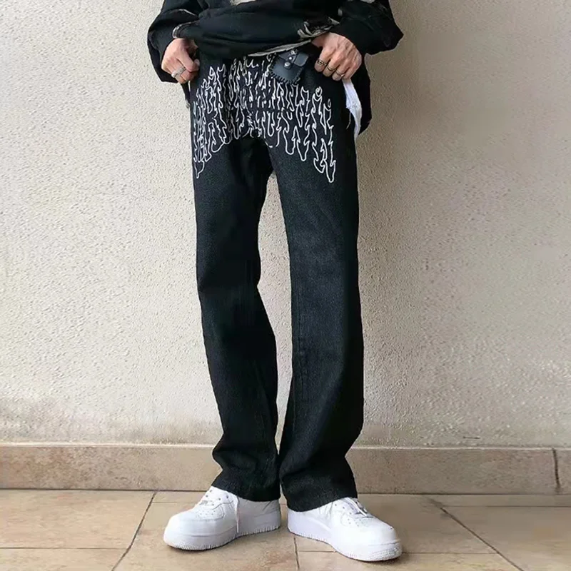 Harajuku Flame Print Patchwork Retro Casual Denim Trousers Mens and Womens Spring Straight Ripped Loose Jeans Pants
Harajuku Flame Print Patchwork Retro Casual Denim Trousers Mens and Womens Spring Straight Ripped Loose Jeans Pants