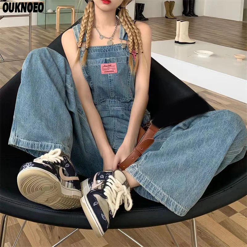 Summer Women's Denim Jumpsuits Blue Straight Wide Leg Overalls 2022 Korean Streetwear Baggy High Waist Thin Overalls Denim Woman 
Summer Women's Denim Jumpsuits Blue Straight Wide Leg Overalls 2022 Korean Streetwear Baggy High Waist Thin Overalls Denim Woman
