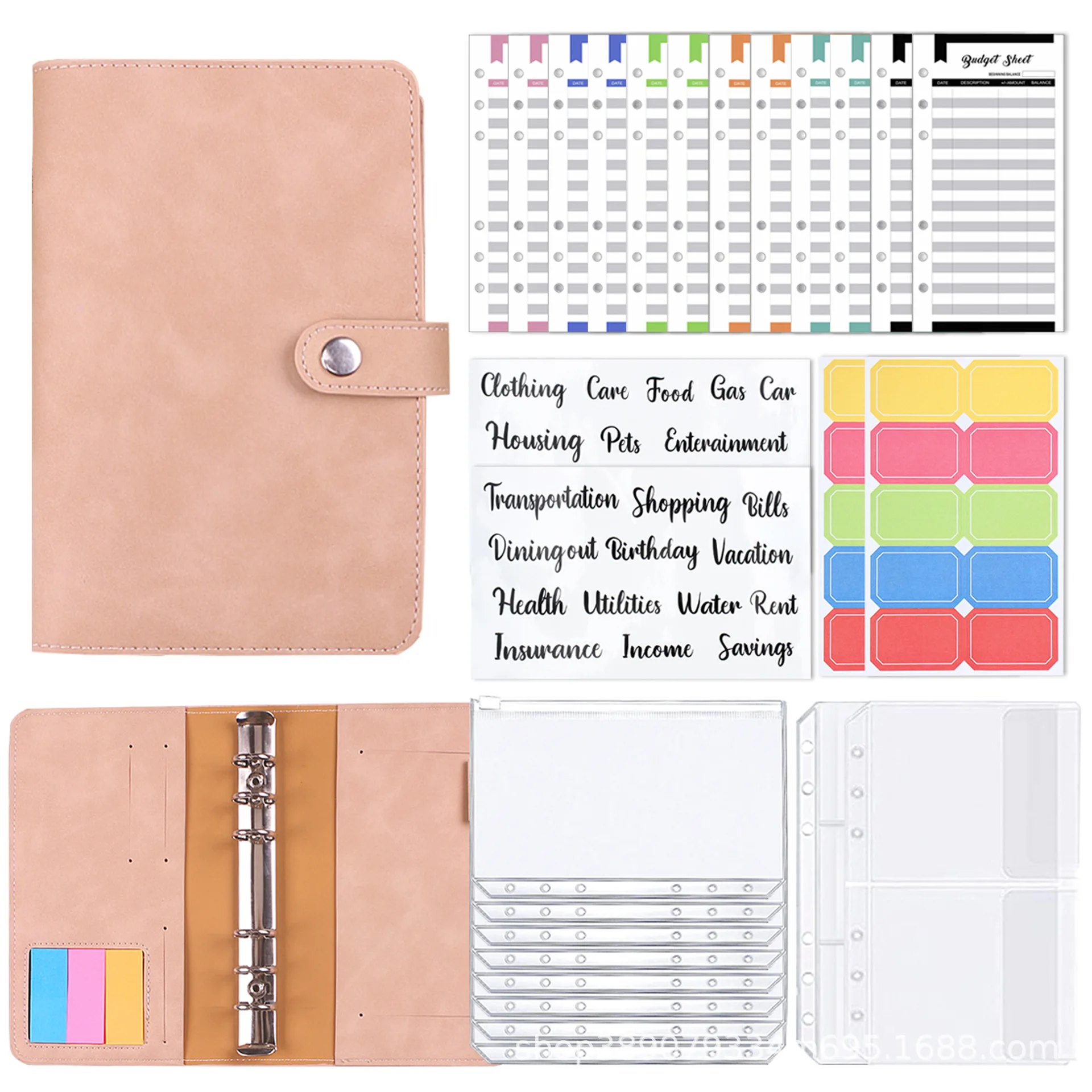 A6 Binder PU Leather Budget Planner Refillable 6 Round Rings Binder Cover Notebook Folder with 12 PCS Clear Plastic Envelopes
A6 Binder PU Leather Budget Planner Refillable 6 Round Rings Binder Cover Notebook Folder with 12 PCS Clear Plastic Envelopes
