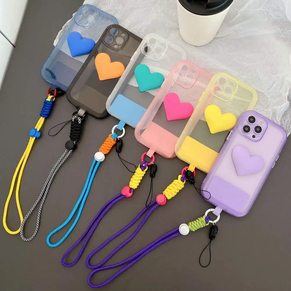 Shockproof Thick TPU Transparent Candy Color 3D Heart Phone Cover For iPhone 11 12 Pro Max XR XS iPhone 13 Pro Max Cases Lanyard
Shockproof Thick TPU Transparent Candy Color 3D Heart Phone Cover For iPhone 11 12 Pro Max XR XS iPhone 13 Pro Max Cases Lanyard
