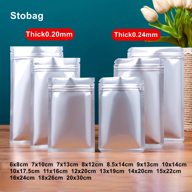 StoBag 100pcs Food Packaging Ziplock Bag Aluminized Foil Flat Sealed Storage for Tea Nuts Candy Snack Resealable Pouches Logo
StoBag 100pcs Food Packaging Ziplock Bag Aluminized Foil Flat Sealed Storage for Tea Nuts Candy Snack Resealable Pouches Logo