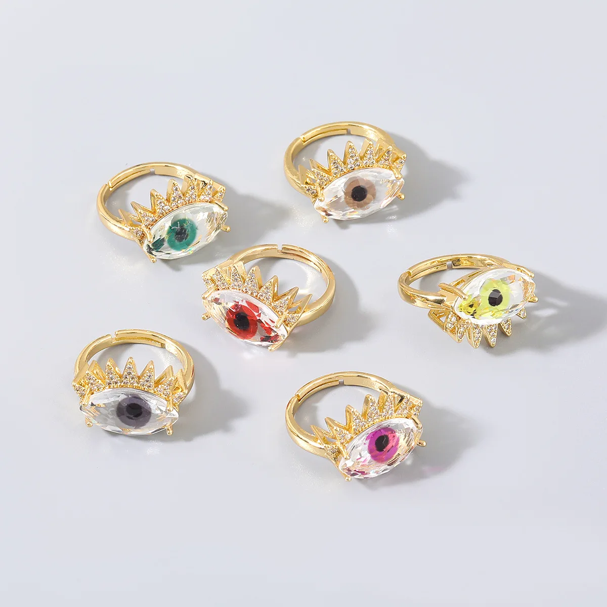 Gothic Transparent Crystal Colorful Demon Eye Ring Fashion Vintage Metal Gold Color Irregular Rings Women Open Adjustable Ring
Gothic Transparent Crystal Colorful Demon Eye Ring Fashion Vintage Metal Gold Color Irregular Rings Women Open Adjustable Ring