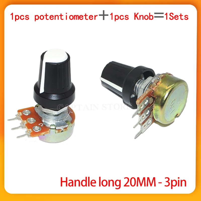 2 Sets WH148 1K 10K 20K 50K 100K 500K Ohm 20mm 3 Pin Linear Taper Rotary Potentiometer Resistor for Arduino with AG2 White cap
2 Sets WH148 1K 10K 20K 50K 100K 500K Ohm 20mm 3 Pin Linear Taper Rotary Potentiometer Resistor for Arduino with AG2 White cap