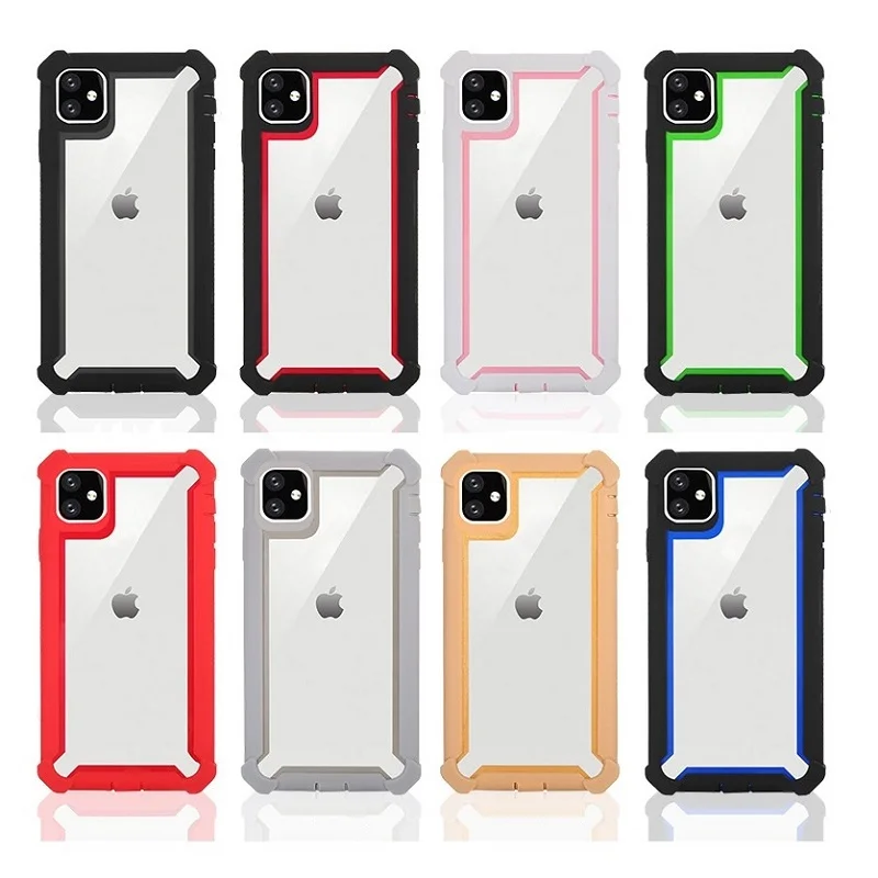 

For iPhone 13 12 11 Pro Max 7 8 Plus X XS XR 2 In 1 Clear Acrylic Phone Case All-inclusive Thickened Airbag Anti-drop Cover