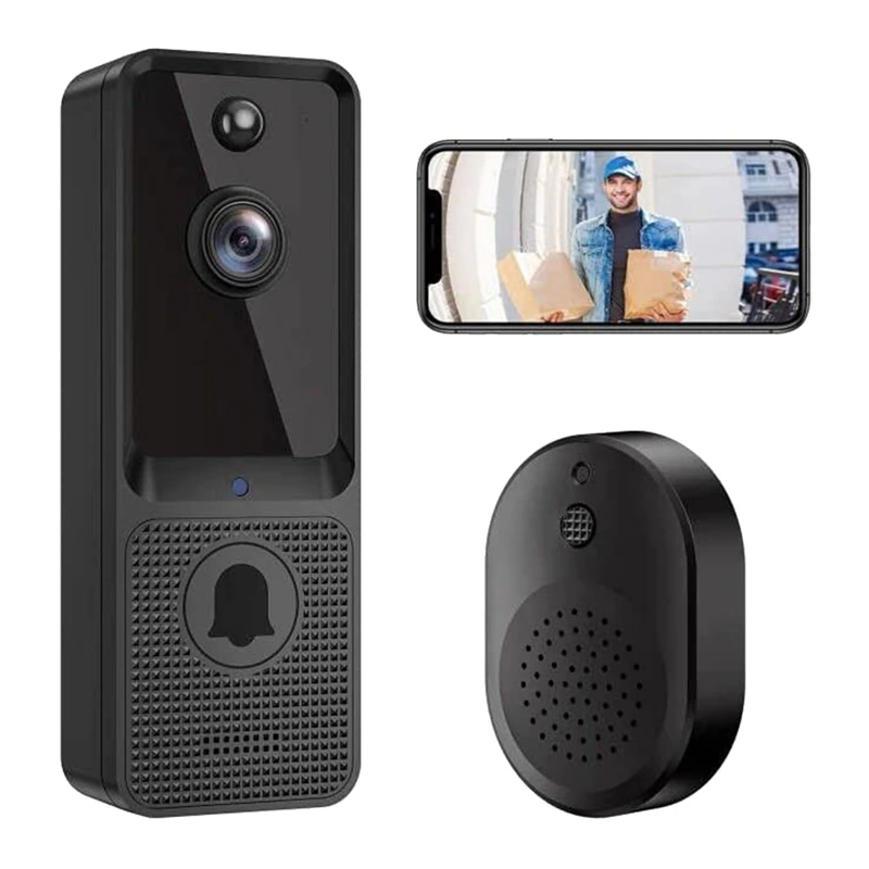 

Wireless Doorbell Camera With Motion Detector Cloud Storage HD Live Image 2-Way Audio Night Vision 2.4G Wifi