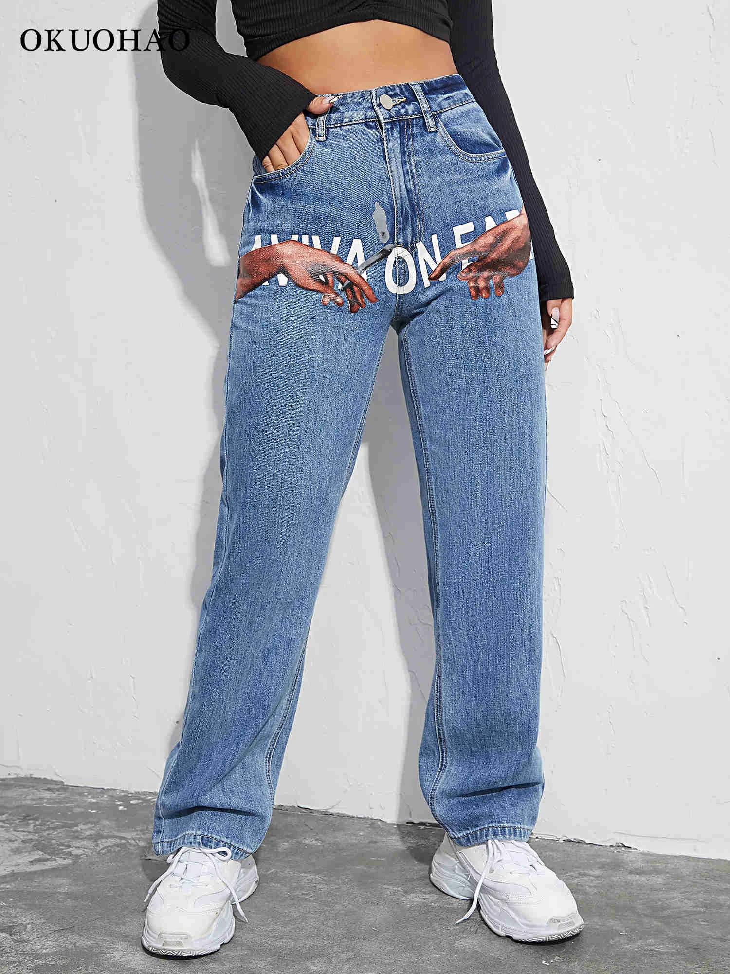 Women Loose Boyfriends Jeans High Waist Baggy Denim Pants Wide Leg Straight Trousers Vintage Streetwear Painted Wash Blue Pants
Women Loose Boyfriends Jeans High Waist Baggy Denim Pants Wide Leg Straight Trousers Vintage Streetwear Painted Wash Blue Pants