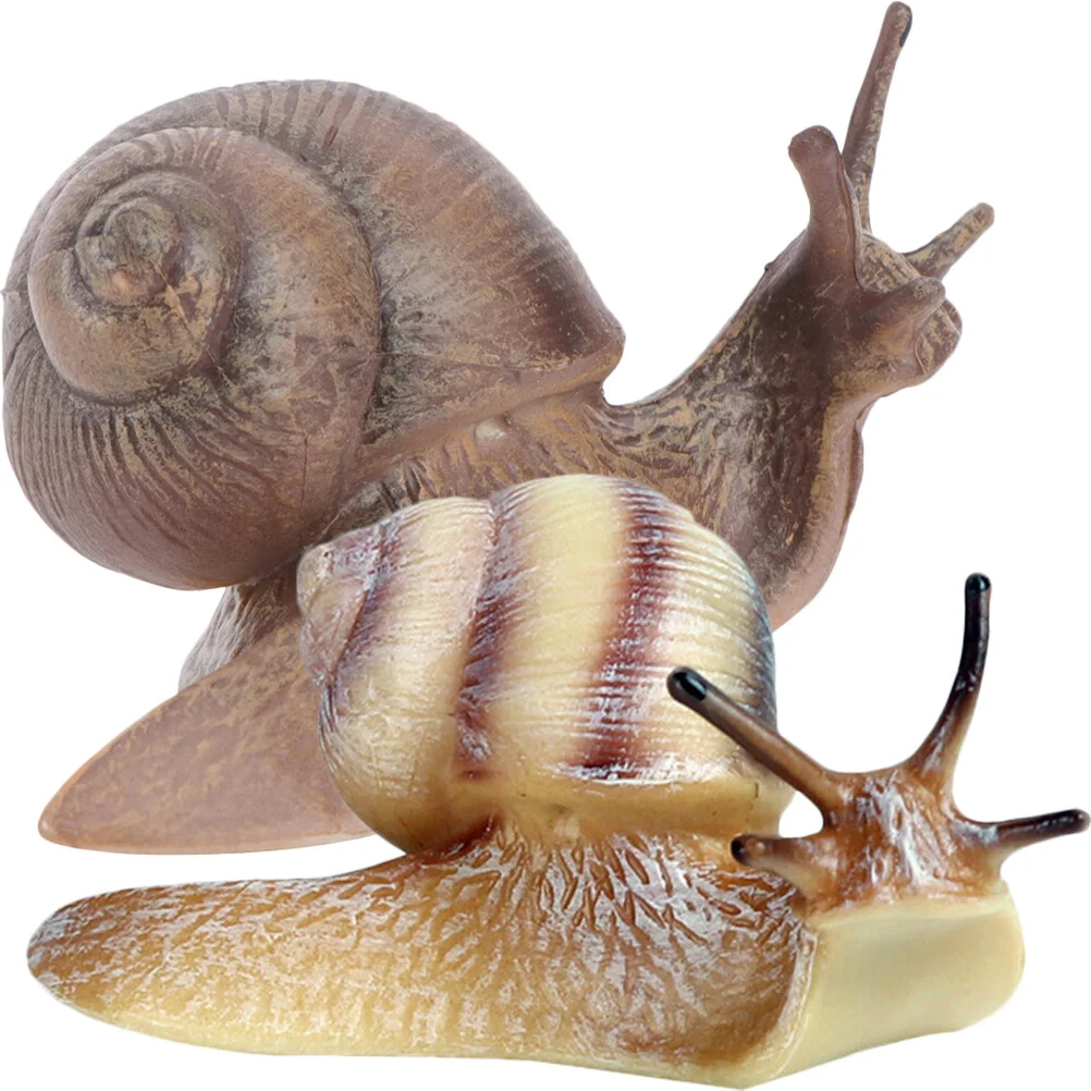 

2 Pcs Snail Model Fake Animal Figures Figurines Table Top Decor Toy Lifelike Statue Desktop Simulation Sculpture Recognition