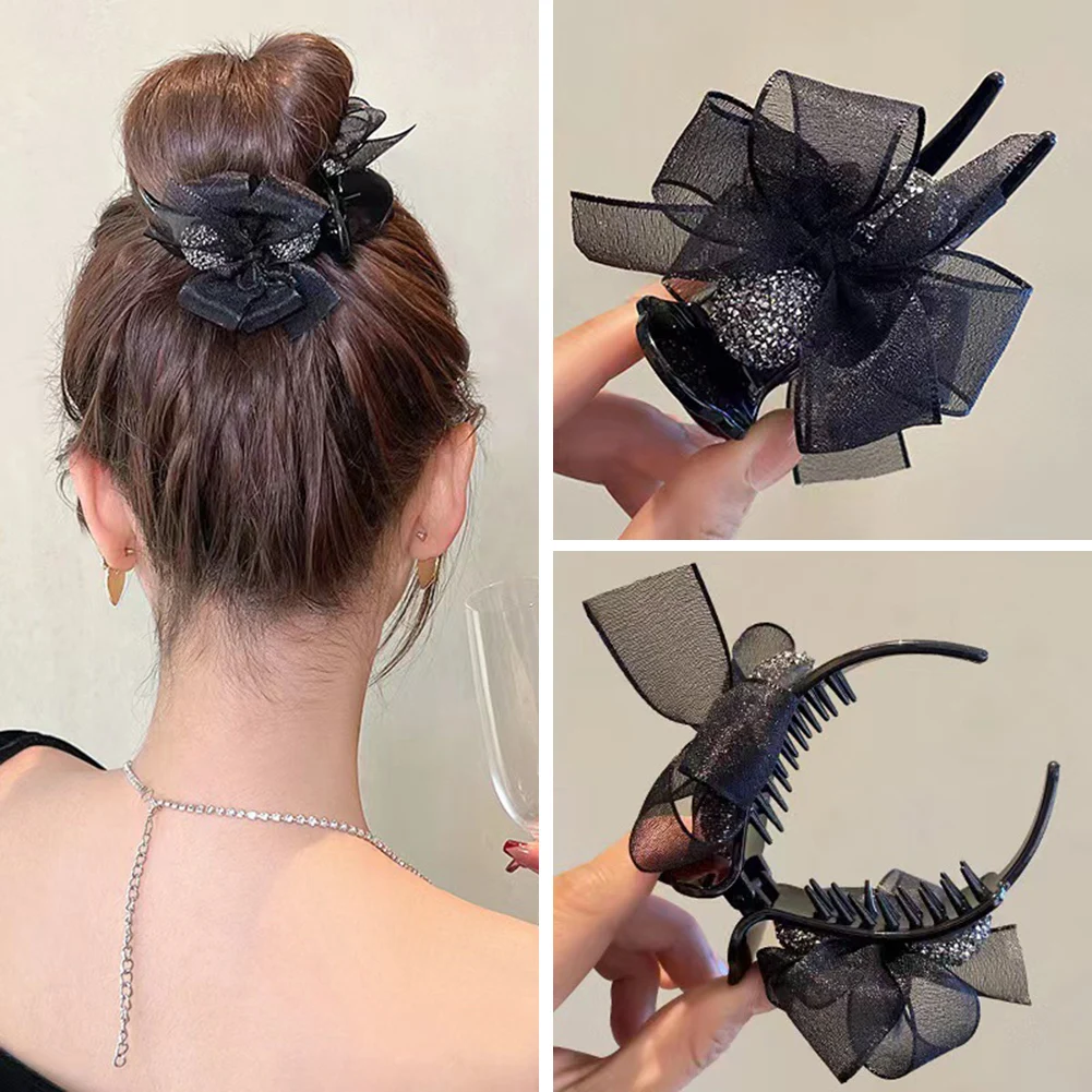 Korean Organza Bow Hair Claw Crabs Large for Ponytail Bun Hair Clamps Black Clips Hairpin Fashion Headdress Accessories Gifts
Korean Organza Bow Hair Claw Crabs Large for Ponytail Bun Hair Clamps Black Clips Hairpin Fashion Headdress Accessories Gifts