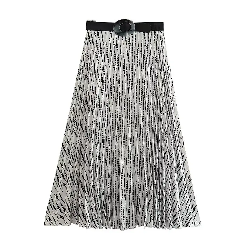 Women 2023 New Fashion Small Pleated Printing With Belt Midi Skirt Vintage High Waist Back Zipper Female Skirts Mujer
Women 2023 New Fashion Small Pleated Printing With Belt Midi Skirt Vintage High Waist Back Zipper Female Skirts Mujer