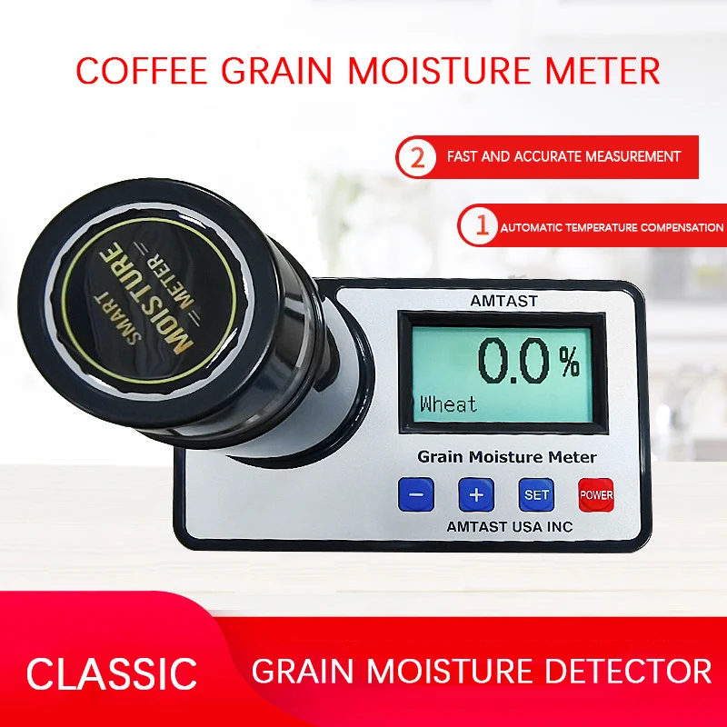 GM006 Grain Moisture Meter for 14 Grains Smart Moisture Tester Digital Display Coffee Cocoa Bean Wheat Corn Moisture Analyzer
GM006 Grain Moisture Meter for 14 Grains Smart Moisture Tester Digital Display Coffee Cocoa Bean Wheat Corn Moisture Analyzer