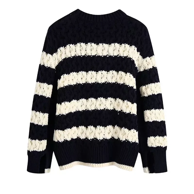 TRAF Women 2021 Fashion Striped Thick Thread Knitted Sweater Retro Long Sleeve Round Neck Loose Pullover Streetwear
TRAF Women 2021 Fashion Striped Thick Thread Knitted Sweater Retro Long Sleeve Round Neck Loose Pullover Streetwear