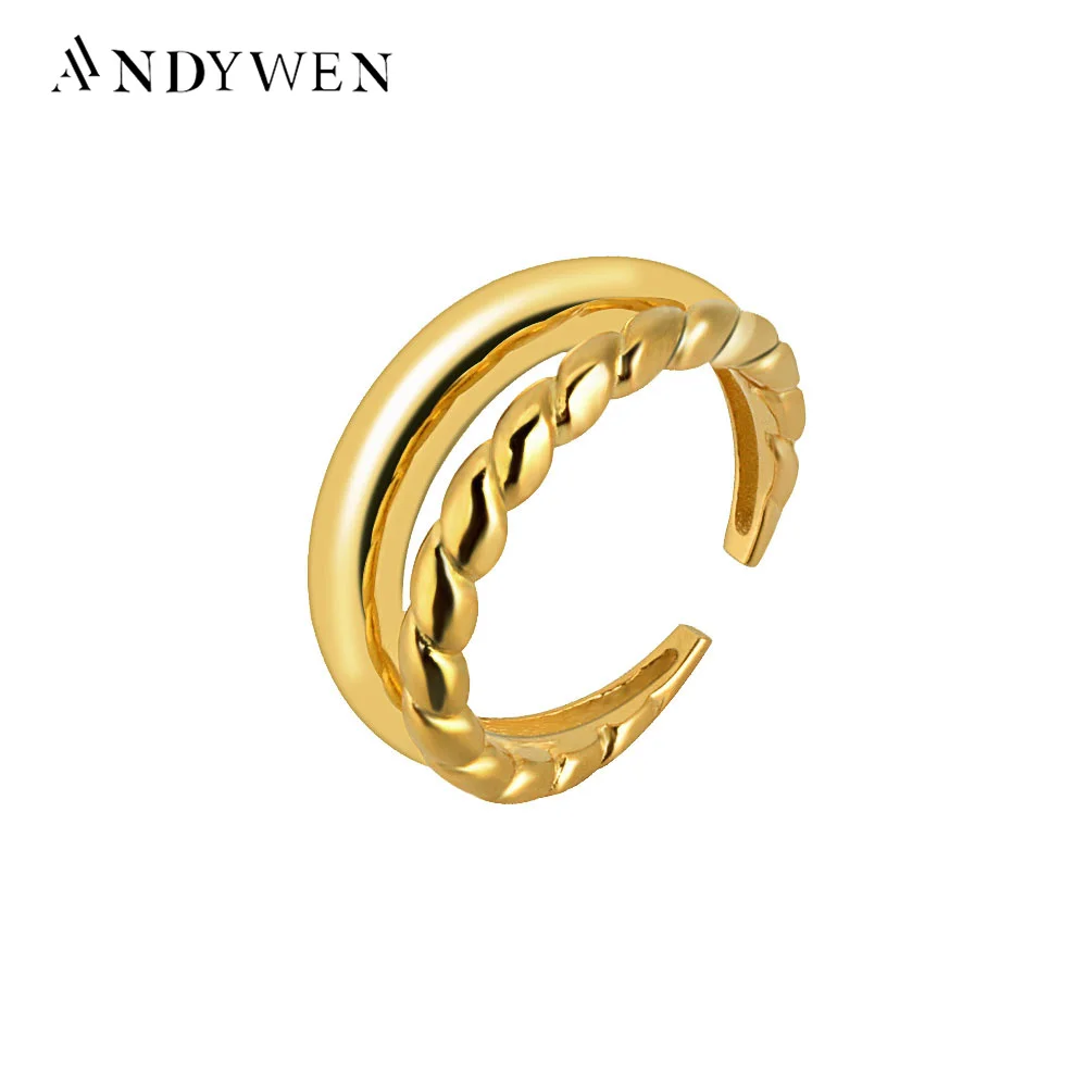 ANDYWEN 925 Sterling Silver Double Tidal Twist Resizable Ring 2020 Screw Two Line Open Ajustable Round Rings Women Rock Punk
ANDYWEN 925 Sterling Silver Double Tidal Twist Resizable Ring 2020 Screw Two Line Open Ajustable Round Rings Women Rock Punk