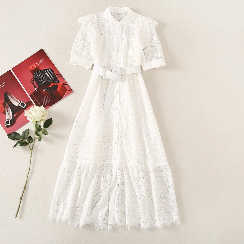 MIUXIMAO 2022 High Quality Spring&Summer Elegant Dress Short Sleeve O-Neck Water Soluble Lace Fashion Long Dress Women Vestides
MIUXIMAO 2022 High Quality Spring&Summer Elegant Dress Short Sleeve O-Neck Water Soluble Lace Fashion Long Dress Women Vestides