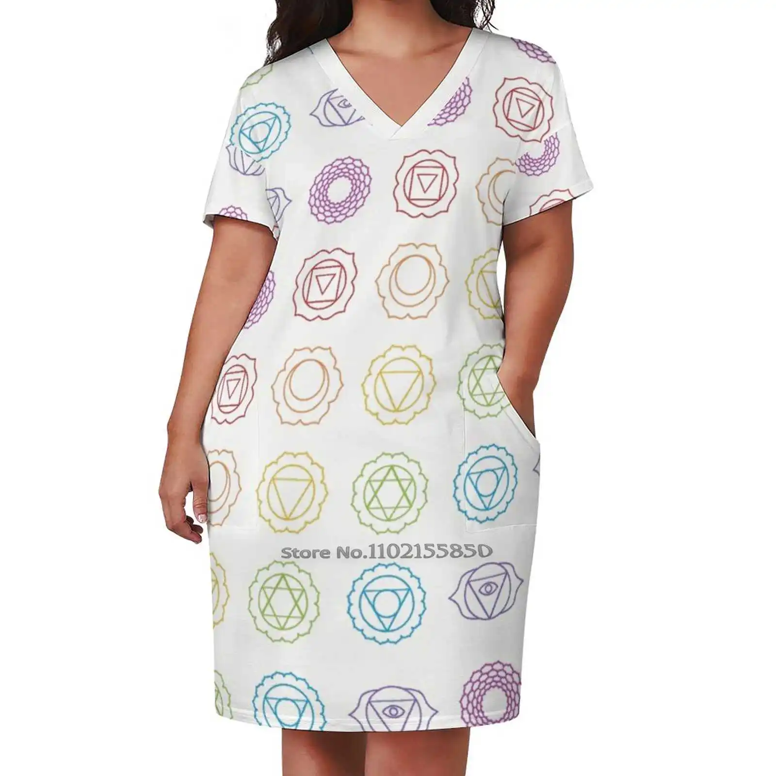 Chakra Design Loose Pocket Dress Print Short Sleeve Dresses V-Neck Dress 5Xl Chakra Pattern Chakras Energy Reiki Energy
Chakra Design Loose Pocket Dress Print Short Sleeve Dresses V-Neck Dress 5Xl Chakra Pattern Chakras Energy Reiki Energy