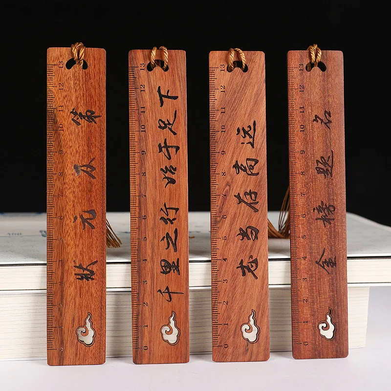 

Vintage Wooden Ruler Bookmark Chinese Style Openwork Creative Student Book Page Marker Reading Stationery Supplies Teacher Gift