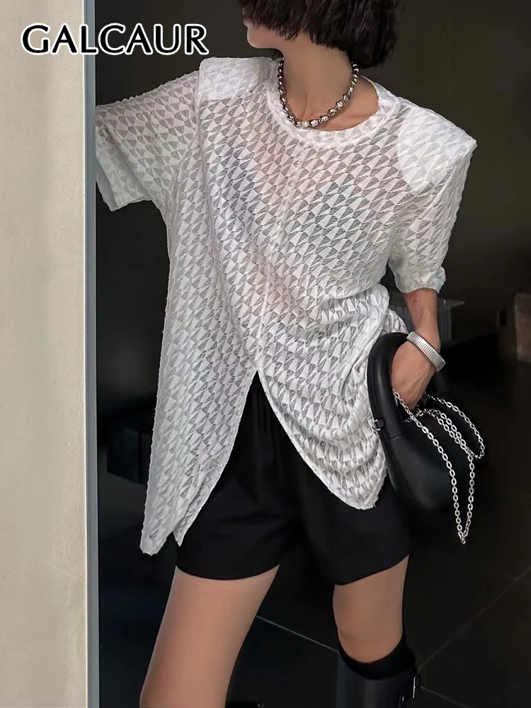 GALCAUR Split Solid T Shirts For Women Round Neck Short Sleeve Loose Folds Casual Pullover Long T Shirt Female Summer Clothing
GALCAUR Split Solid T Shirts For Women Round Neck Short Sleeve Loose Folds Casual Pullover Long T Shirt Female Summer Clothing