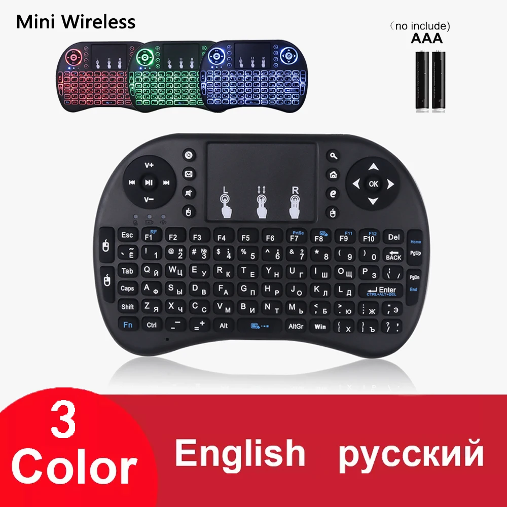 Mini Wireless Keyboard 2.4GHz 92 Keys Air Mouse Remote Touchpad 3 Color Backlit English Russian Gaming For Windows PC TV Box USB
Mini Wireless Keyboard 2.4GHz 92 Keys Air Mouse Remote Touchpad 3 Color Backlit English Russian Gaming For Windows PC TV Box USB