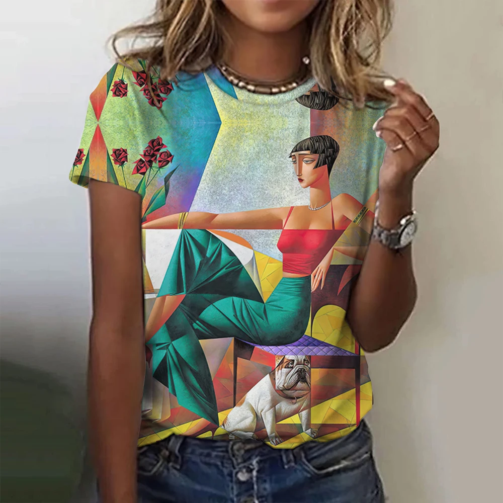 Summer Fashion Women'S Tops New 3d Three-Dimensional Abstract Colorful Print Street T-Shirt Casual Loose Short-Sleeved Women
Summer Fashion Women'S Tops New 3d Three-Dimensional Abstract Colorful Print Street T-Shirt Casual Loose Short-Sleeved Women