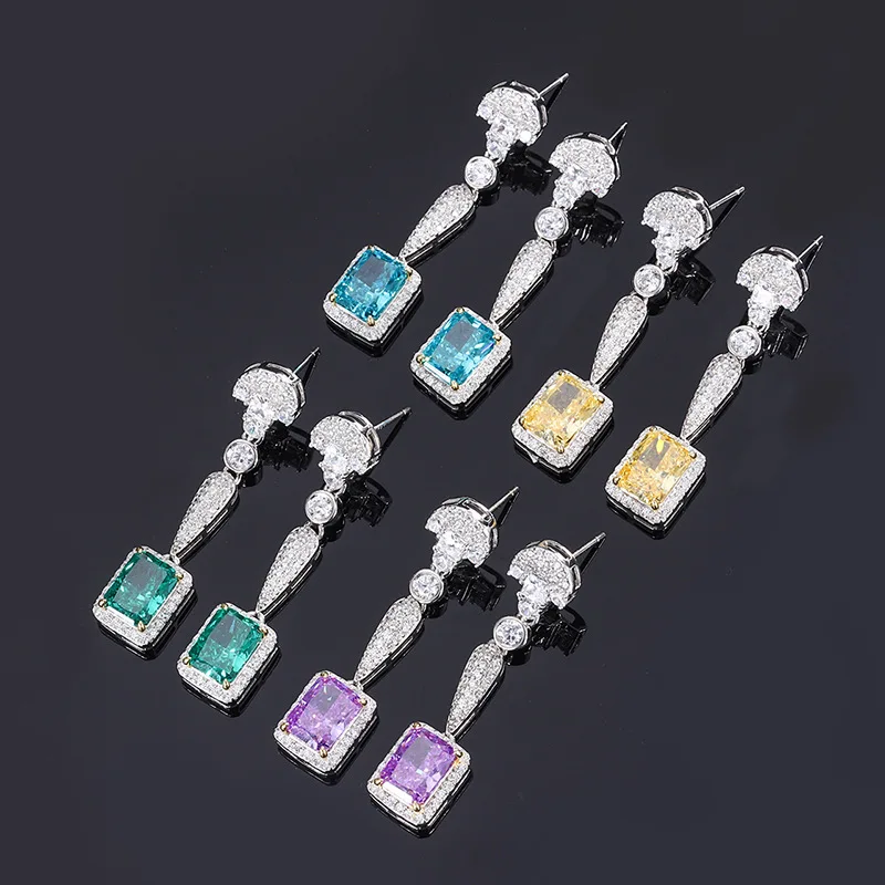Morivovog 100% 925 Sterling Silver 6*8mm Radiant Cut Colored High Carbon Diamond Long Drop Earrings for Women Party Fine Jewelry
Morivovog 100% 925 Sterling Silver 6*8mm Radiant Cut Colored High Carbon Diamond Long Drop Earrings for Women Party Fine Jewelry