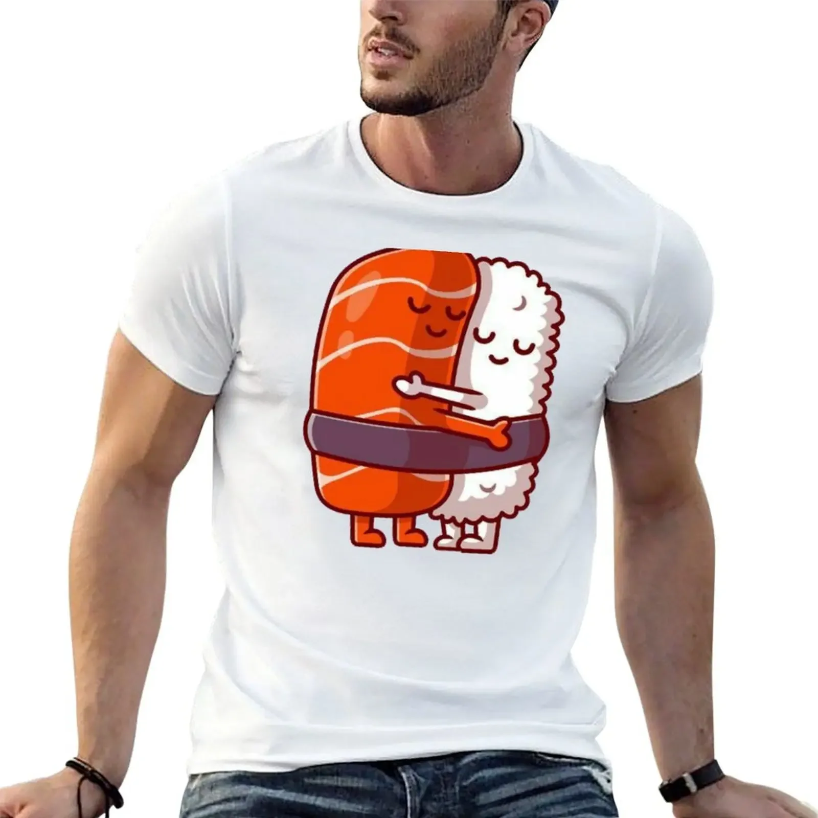 Футболка Sushi Hug винтажная одежда рубашки футболки с рисунком наряды для мужчин