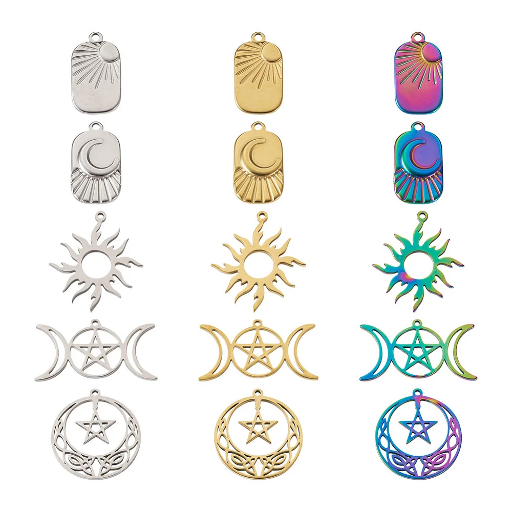 30Pcs 304 Stainless Steel Pendants Star Moon Sun Dangle Charms Mixed Color for Jewelry Making DIY Bracelet Necklace Craft
30Pcs 304 Stainless Steel Pendants Star Moon Sun Dangle Charms Mixed Color for Jewelry Making DIY Bracelet Necklace Craft