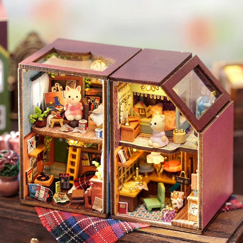 

DIY Mini Rabbit Town Casa Wooden Doll Houses Miniature Building Kits with Furniture Dollhouse Toys For Girls Boys Birthday Gifts