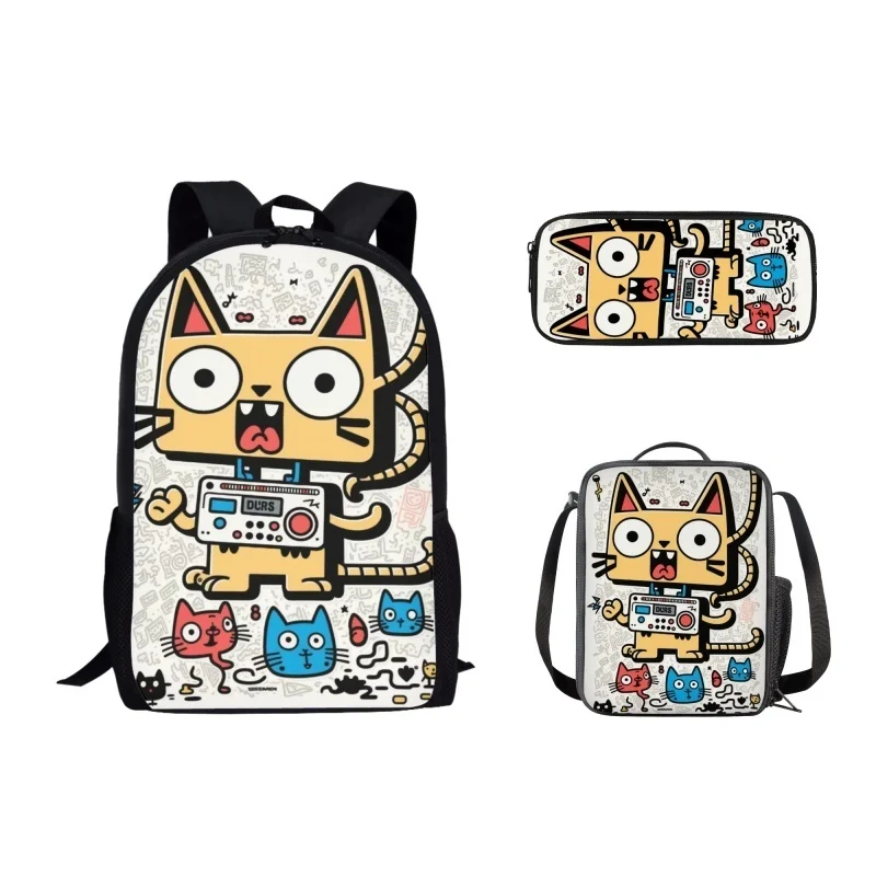 3Pcs Cartoon Cat Illustration Print School Bag for Teenager Boys Girls Backpack Lunch Bag Pencil Bag Student Casual Backpack
3Pcs Cartoon Cat Illustration Print School Bag for Teenager Boys Girls Backpack Lunch Bag Pencil Bag Student Casual Backpack