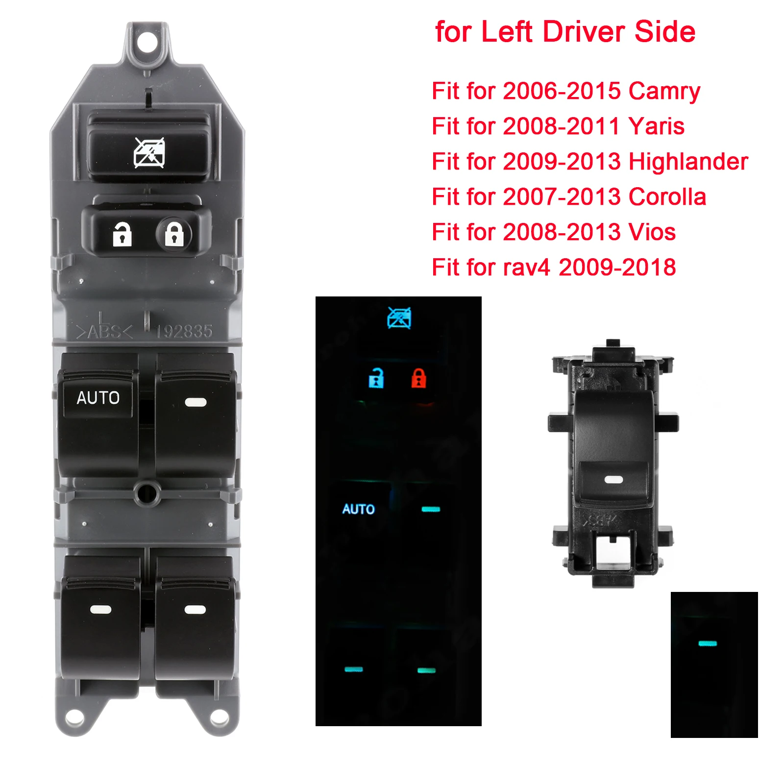 Панель переключателя для стеклоподъемника, левая подсветка для Toyota RAV4 RAV 4 Camry Corolla Yaris Highlander Vios
Панель переключателя для стеклоподъемника, левая подсветка для Toyota RAV4 RAV 4 Camry Corolla Yaris Highlander Vios