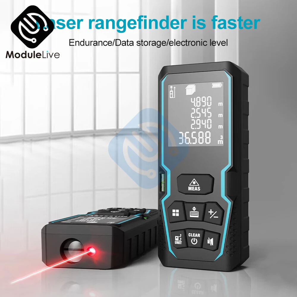 

50m Laser Measure Ft/in/M Switching Laser Measurement Tool Devices with Bubble Level Distance Meter Backlit Laser Tape Measure