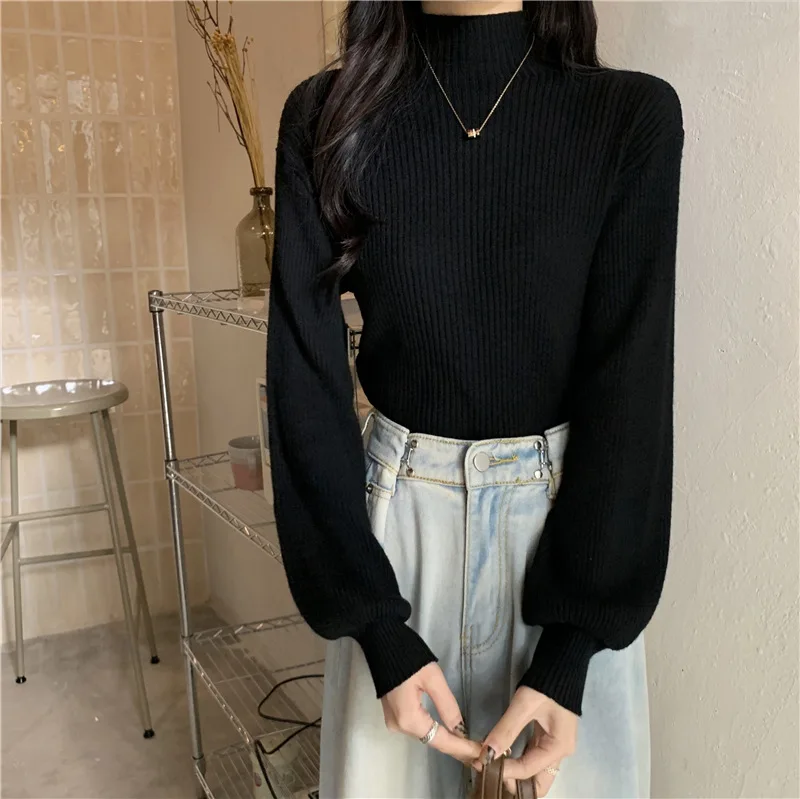 Women's Half Turtleneck Lantern Sleeve Solid Color Sweater Knitted Top Women's Pullover Autumn and Winter Dropshipping Sweater
Women's Half Turtleneck Lantern Sleeve Solid Color Sweater Knitted Top Women's Pullover Autumn and Winter Dropshipping Sweater