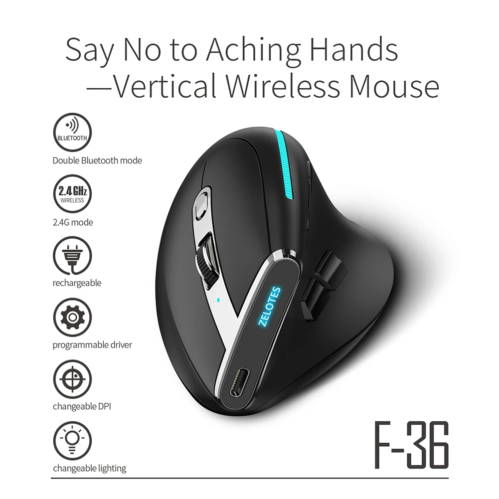 Ergonomic Vertical Mouse Bluetooth-compatible Mice Professional 8 Buttons Ergonomic Vertical Mouse for Computer Laptop Desktop
Ergonomic Vertical Mouse Bluetooth-compatible Mice Professional 8 Buttons Ergonomic Vertical Mouse for Computer Laptop Desktop