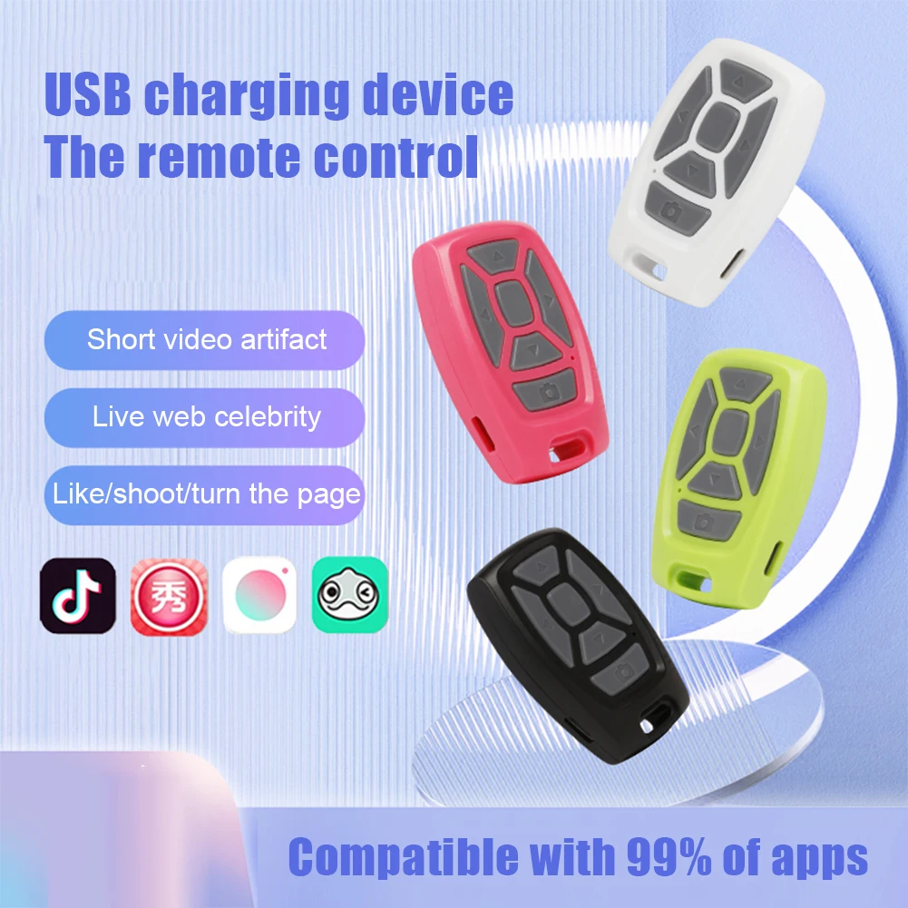 Мини беспроводной пульт управления с функцией Bluetooth-совместимого затвора, подзаряжаемый через USB, кнопка для фотоаппарата и селфи на телефоне Android и iOS.