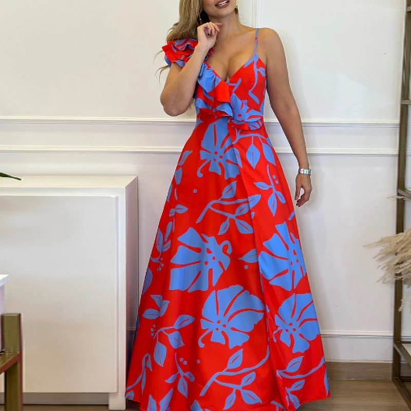 2023 Spring Summer Floral Print Sling Dress Women Sexy Deep V Neck Ruffle A-Line Party Dress Lady Off Shoulder Hollow Long Dress
2023 Spring Summer Floral Print Sling Dress Women Sexy Deep V Neck Ruffle A-Line Party Dress Lady Off Shoulder Hollow Long Dress