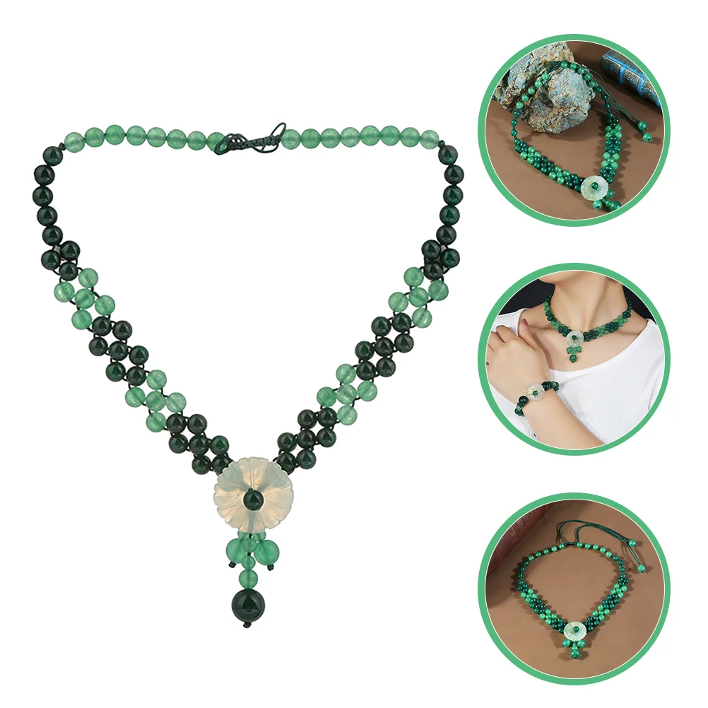 Ethnic Style Jade Stone Clavicle Chain Necklace Gift Costume Accessory 
Ethnic Style Jade Stone Clavicle Chain Necklace Gift Costume Accessory