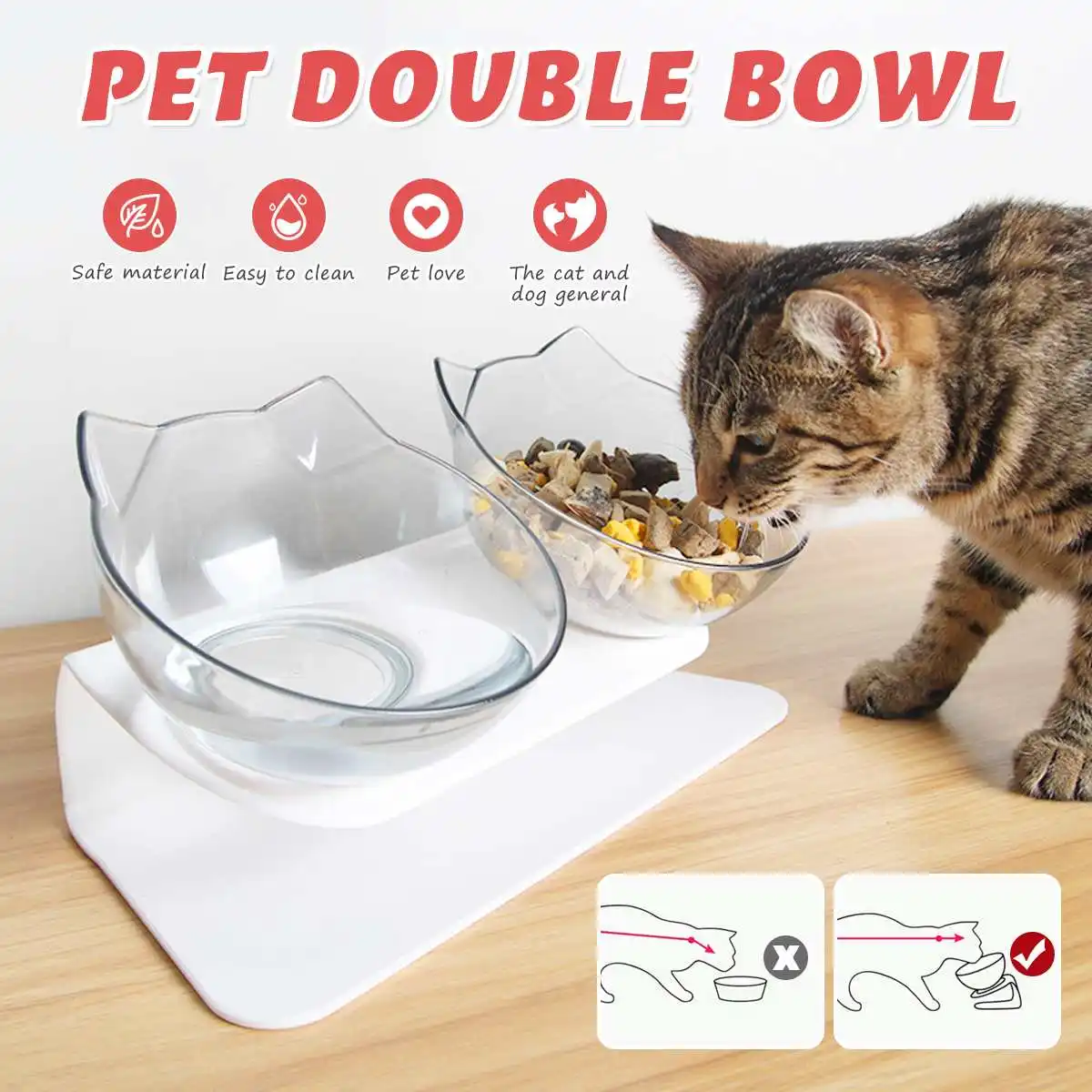 Cat Food Bowl Feeder Water Dispenser Pet Dog Cat Food Container Drinking Raised Stand Dish bowl Pet Waterer Feeder
Cat Food Bowl Feeder Water Dispenser Pet Dog Cat Food Container Drinking Raised Stand Dish bowl Pet Waterer Feeder