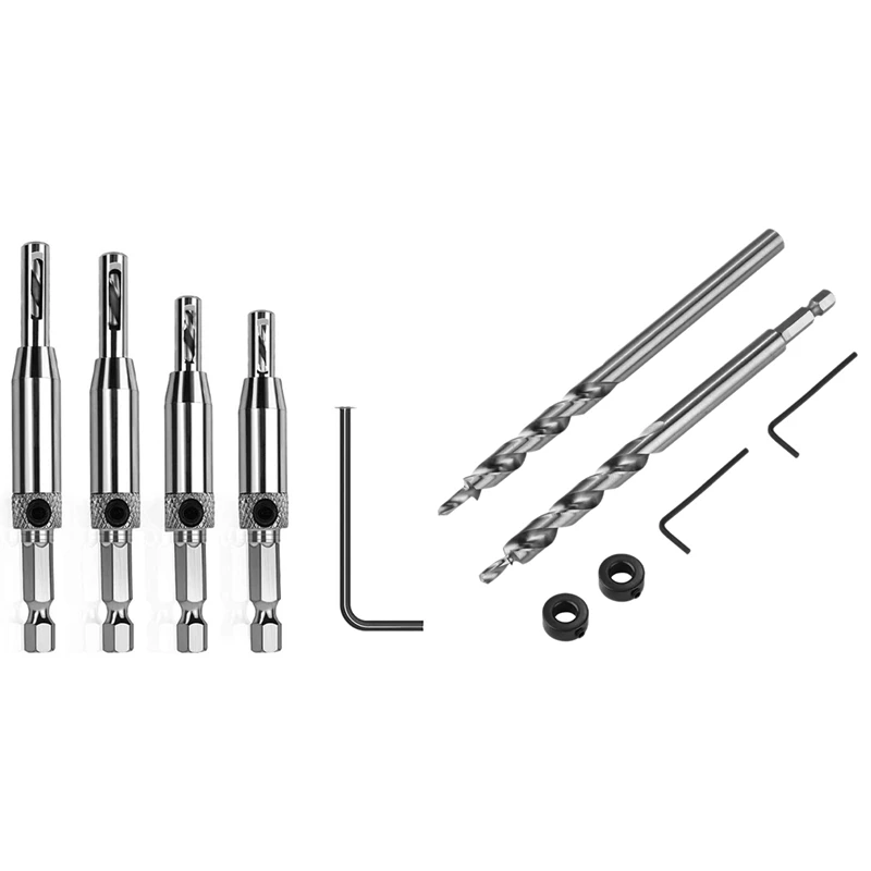 3/8 Inch Pocket Hole Drill Bit With Depth Stop Collar With 5 PCS Self Centering Hinge Tapper Core Drill Bit Set
3/8 Inch Pocket Hole Drill Bit With Depth Stop Collar With 5 PCS Self Centering Hinge Tapper Core Drill Bit Set